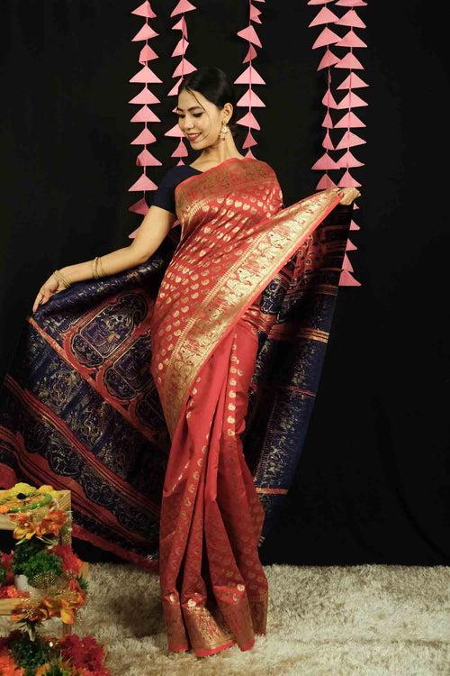 Ready To Wear woven Banarasi Baluchari Wrap in one minute saree