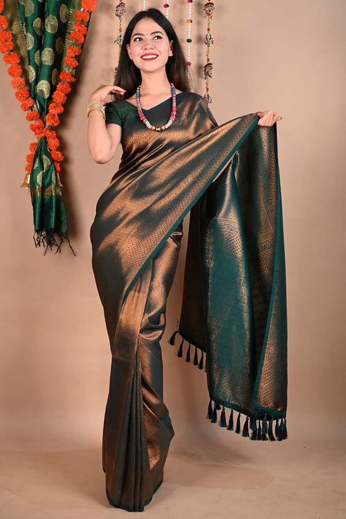 Ready To Wear Georgette Kanjeevaram With Ethnic Motif And Woven Detailed  Border & Ornate Pallu  Wrap in 1 minute saree