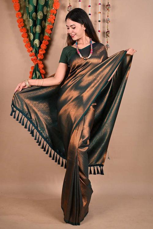 Ready To Wear Georgette Kanjeevaram With Ethnic Motif And Woven Detailed  Border & Ornate Pallu  Wrap in 1 minute saree