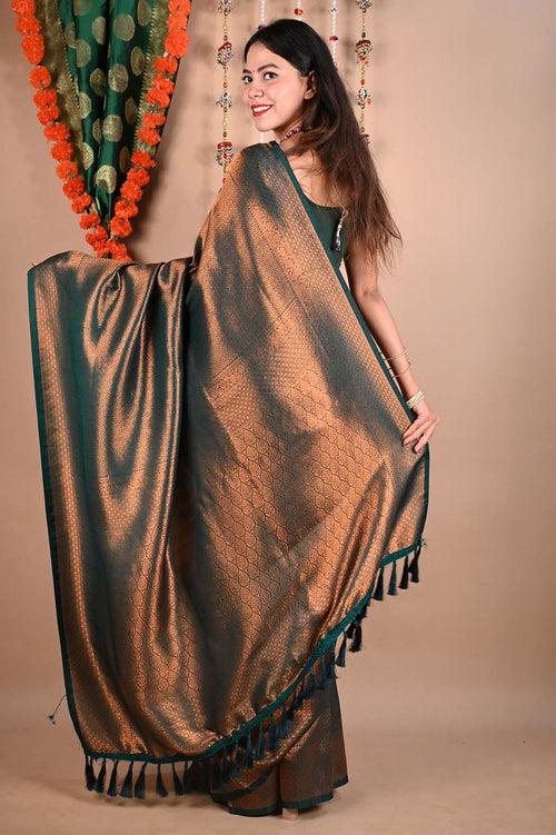 Ready To Wear Georgette Kanjeevaram With Ethnic Motif And Woven Detailed  Border & Ornate Pallu  Wrap in 1 minute saree
