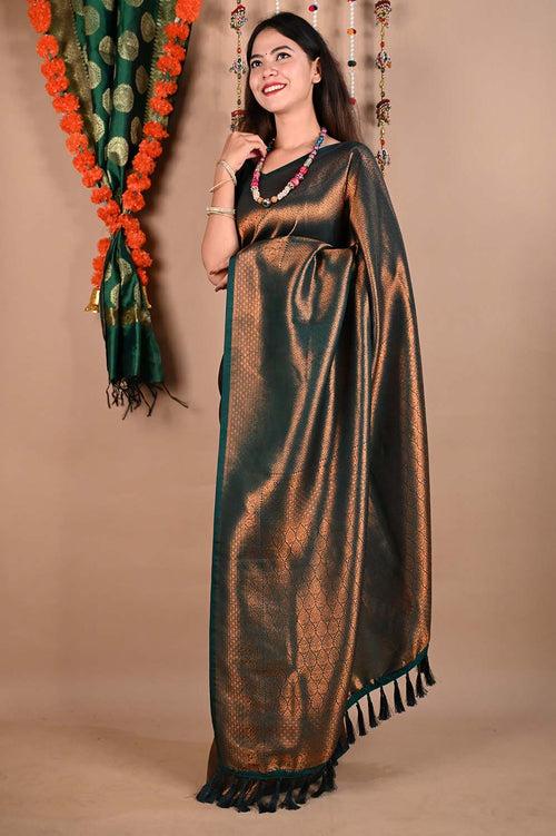 Ready To Wear Georgette Kanjeevaram With Ethnic Motif And Woven Detailed  Border & Ornate Pallu  Wrap in 1 minute saree