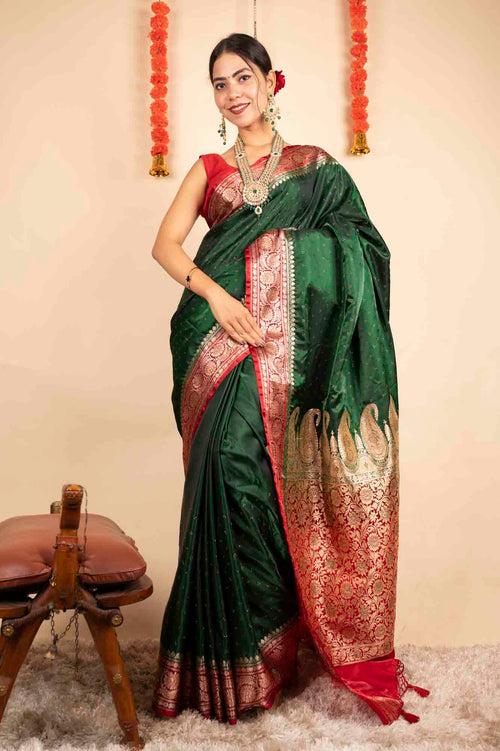 Ready To Wear  Banarasi Silk With Zari  Embroidery & Sequin all over Wrap In One Minute Saree