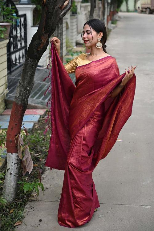 Ready To Wear Sophisticated Wedding Kanjeevaram Dhoop Chaanv Wrap in 1 minute saree