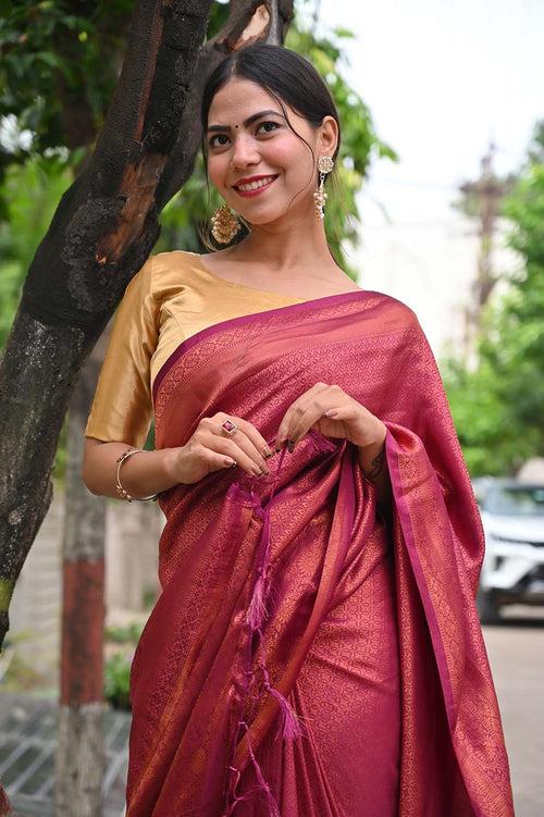 Ready To Wear Sophisticated Wedding Kanjeevaram Dhoop Chaanv Wrap in 1 minute saree