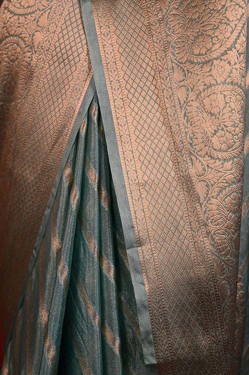 Ready To Wear Classic Georgette Silk with banarasi zari work and Brocade Border  Wrap in 1 minute saree