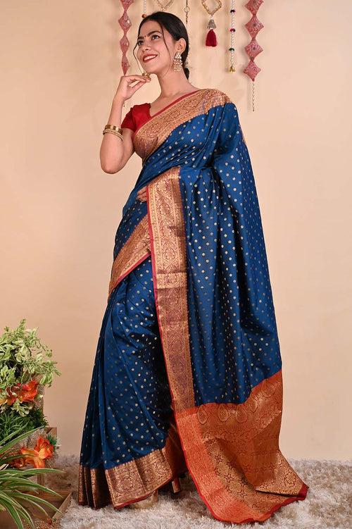 Kanchipuram beautiful woven zari with butis all over Wrap in 1 minute saree