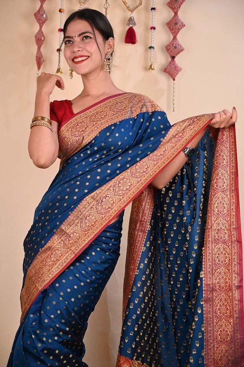 Kanchipuram beautiful woven zari with butis all over Wrap in 1 minute saree