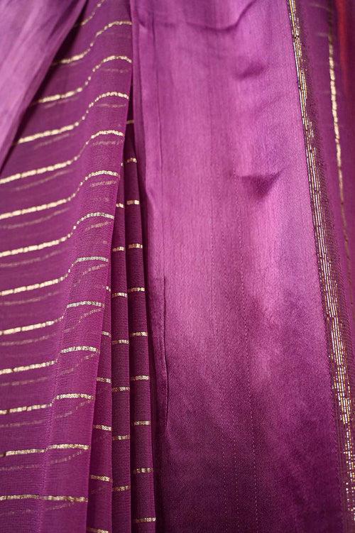 Ready To Wear Ravishing Georgette Lavender With silver Interwoven  Wrap in 1 minute saree