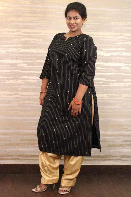 Black south cotton with woven texture and tiny foil chumki all over readymade kurta