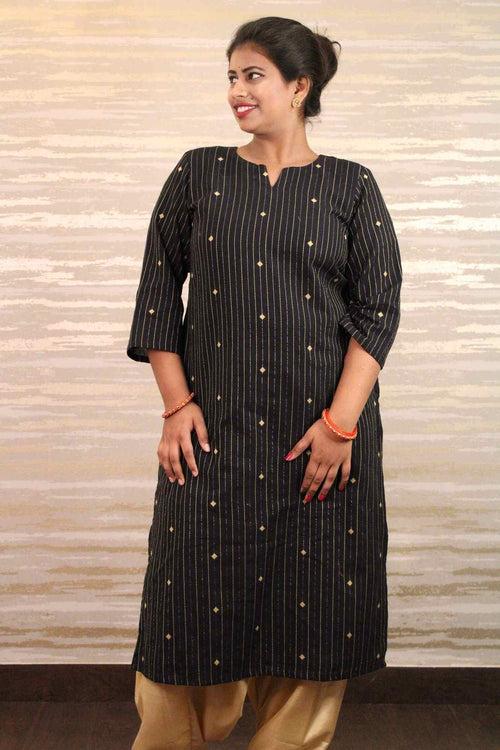 Black south cotton with woven texture and tiny foil chumki all over readymade kurta