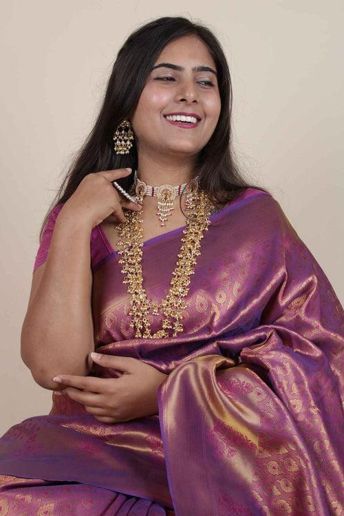 Wine gold kanjivaram dhoop chaanv  all over wrap in 1 minute saree