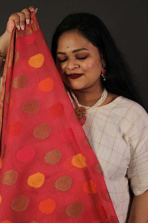 Banarasi tissue dupatta and contrast kurta readymade comfort wear salwar suit set