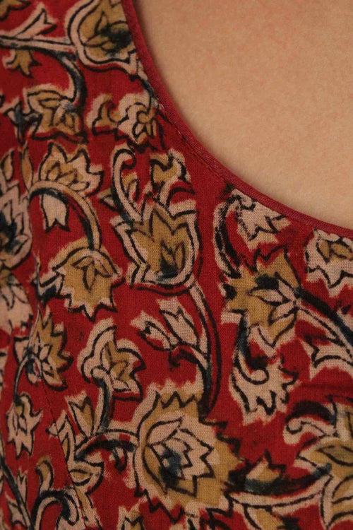 Beautiful comfortable kalamkari printed cotton printed Blouse- Maroon Cotton Printed Ready to wear