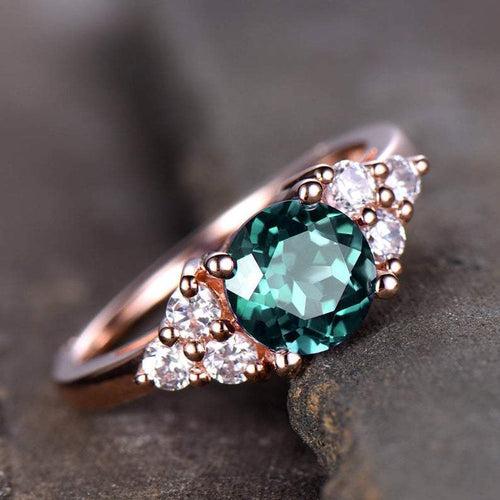 14Kt Gold Solitaire Alexandrite, Natural Diamond Engagement/Wedding Ring