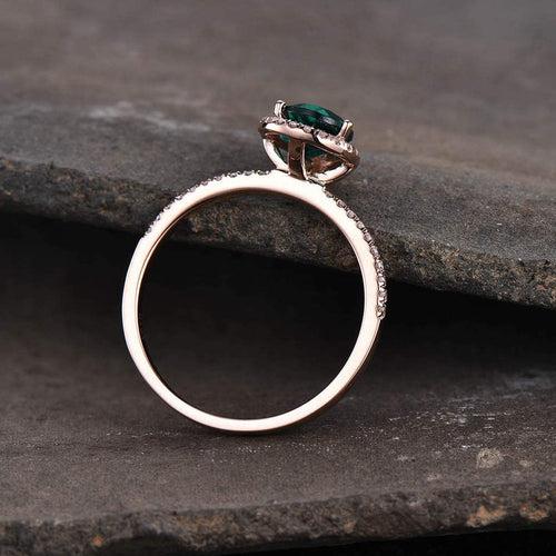 14Kt Gold Pear Shape Emerald, Natural Diamond Engagement/Wedding Ring