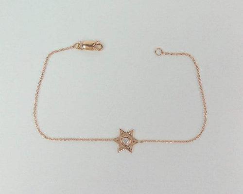 14Kt Gold Bezel Setting Star Natural Diamond Charm Bracelet