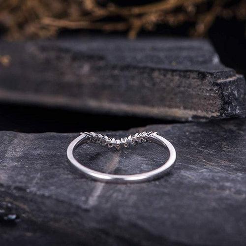 14Kt Gold Chevron V Shaped Curved Natural Diamond Band Engagement/Wedding Ring