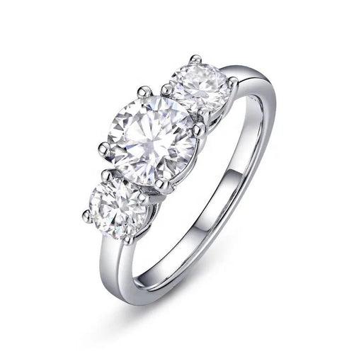 14Kt Gold Solitaire 3 Stone Round Cut Natural Diamond Engagement/Wedding Ring