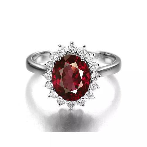 14Kt Gold Solitaire Oval Shape Red Ruby, Natural Diamond Engagement/Wedding Ring