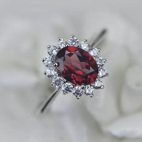 14Kt Gold Solitaire Oval Shape Red Ruby, Natural Diamond Engagement/Wedding Ring