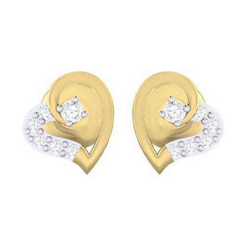 18Kt Gold Natural Diamond Stud Earring - Heart