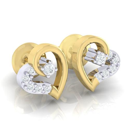 18Kt Gold Natural Diamond Stud Earring - Heart