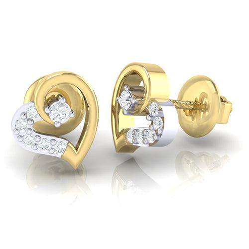 18Kt Gold Natural Diamond Stud Earring - Heart
