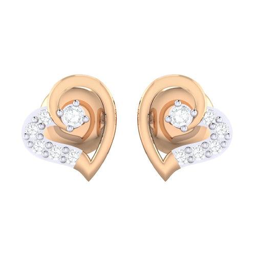 18Kt Gold Natural Diamond Stud Earring - Heart