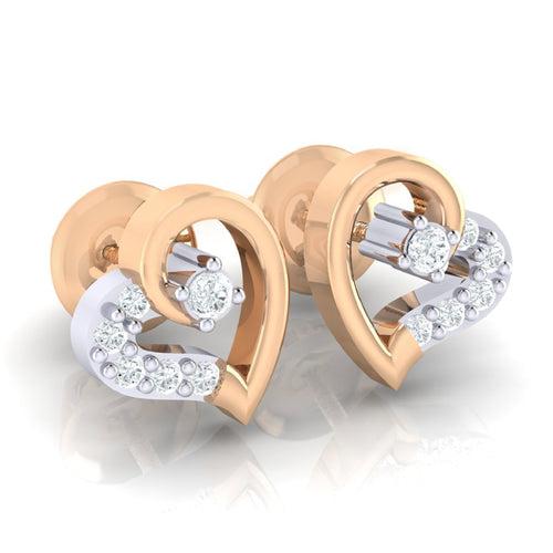 18Kt Gold Natural Diamond Stud Earring - Heart