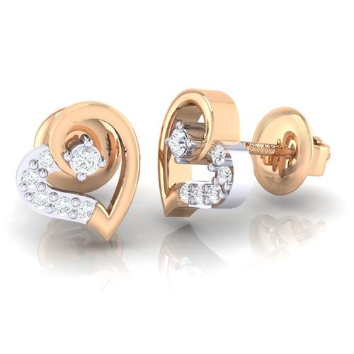 18Kt Gold Natural Diamond Stud Earring - Heart