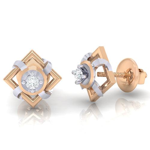 18Kt Gold Natural Diamond Stud Earring