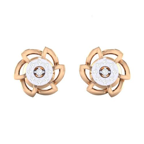 18Kt Gold Natural Diamond Stud Earring - Floral