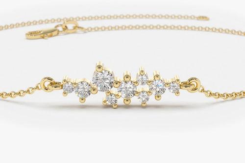 14Kt Gold Cluster Natural Diamond Charm Bracelet