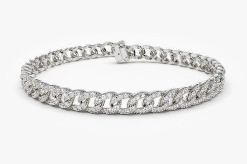 14Kt Gold 4.8mm Curb Chain Natural Diamond Link Bracelet