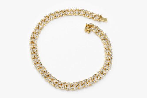 14Kt Gold 4.8mm Curb Chain Natural Diamond Link Bracelet