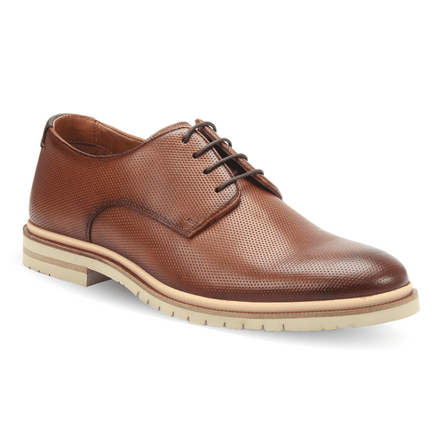 Leather textured lace-up shoes for men