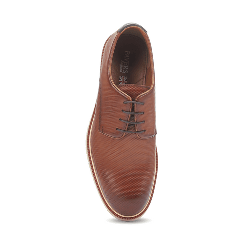 Leather textured lace-up shoes for men