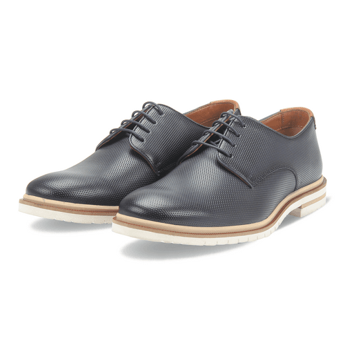 Leather textured lace-up shoes for men