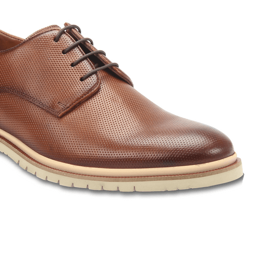 Leather textured lace-up shoes for men