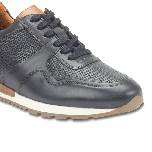 Leather textured lace-up shoes for men