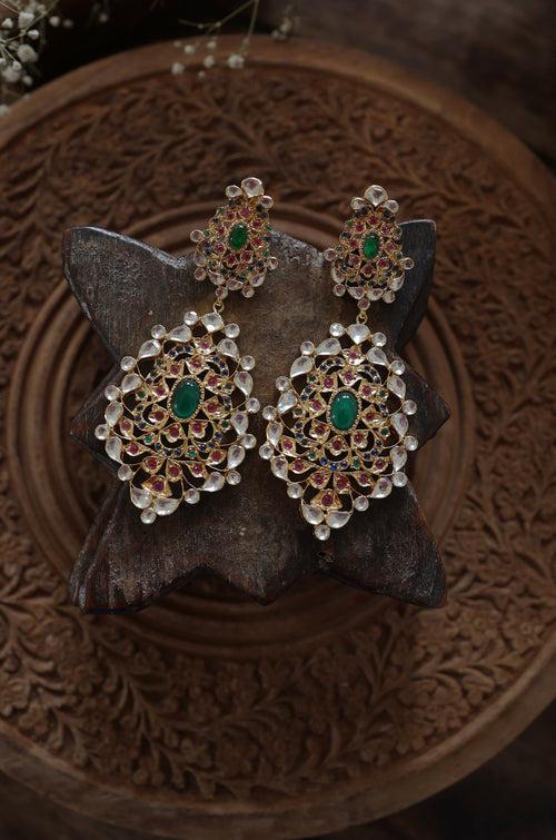 Ritika Multicolored Kundan Silver Earrings