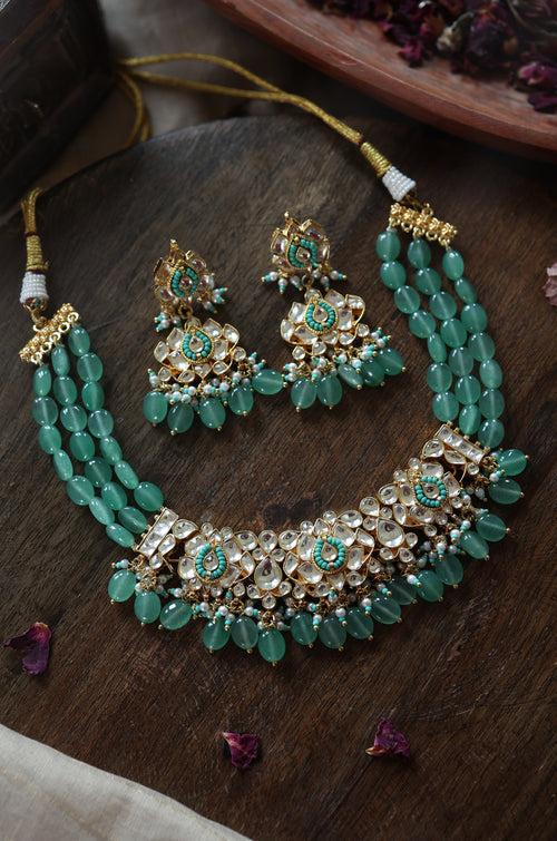 Vahini Mint Kundan Necklace Set