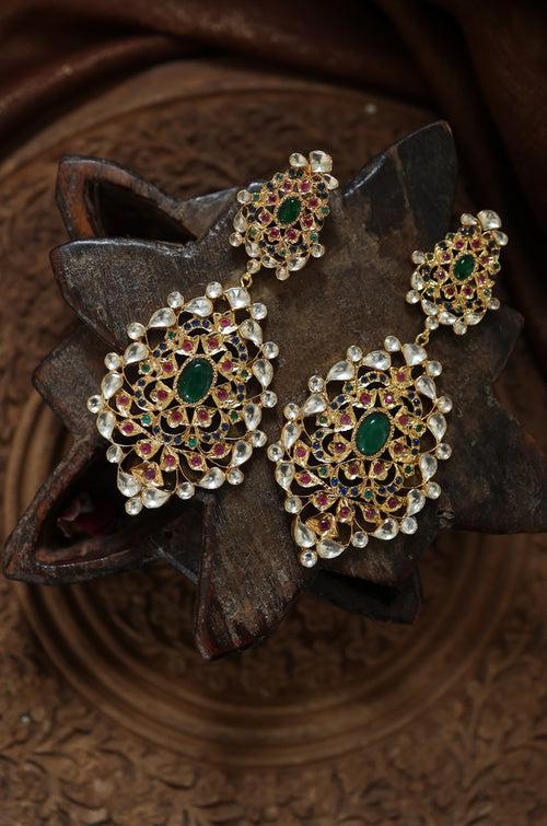 Ritika Multicolored Kundan Silver Earrings