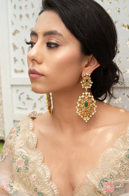 Ritika Multicolored Kundan Silver Earrings