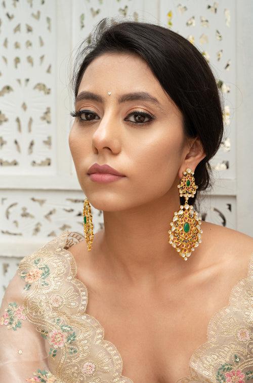 Ritika Multicolored Kundan Silver Earrings