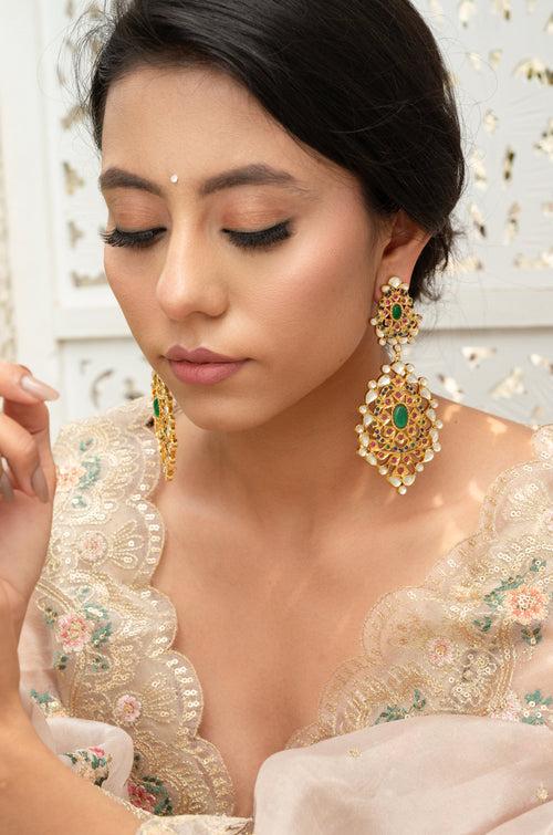 Ritika Multicolored Kundan Silver Earrings