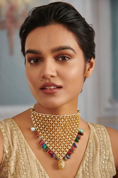 Adya Multicolored Kundan Necklace