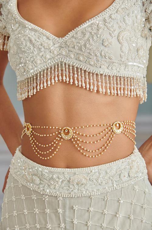 Piya Kundan And Pearls Waist Belt