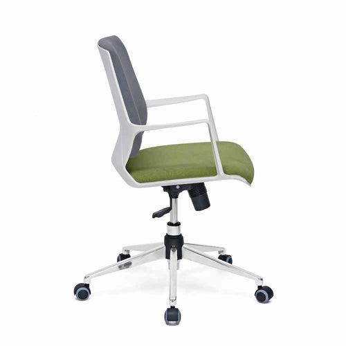 Prius Mid Back Chrome Star Base Office Chair (Grey & Green)