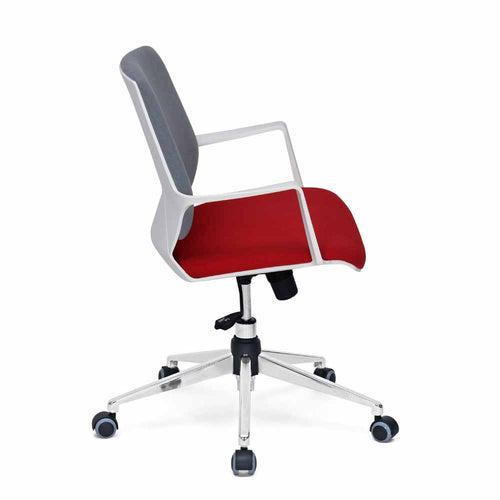 Prius Mid Back Chrome Star Base Office Chair (Grey & Red)